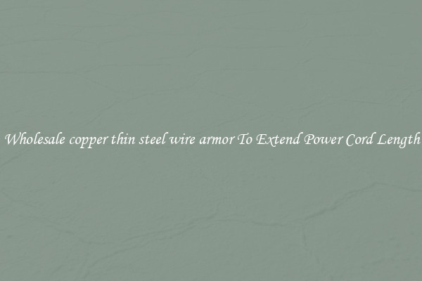 Wholesale copper thin steel wire armor To Extend Power Cord Length